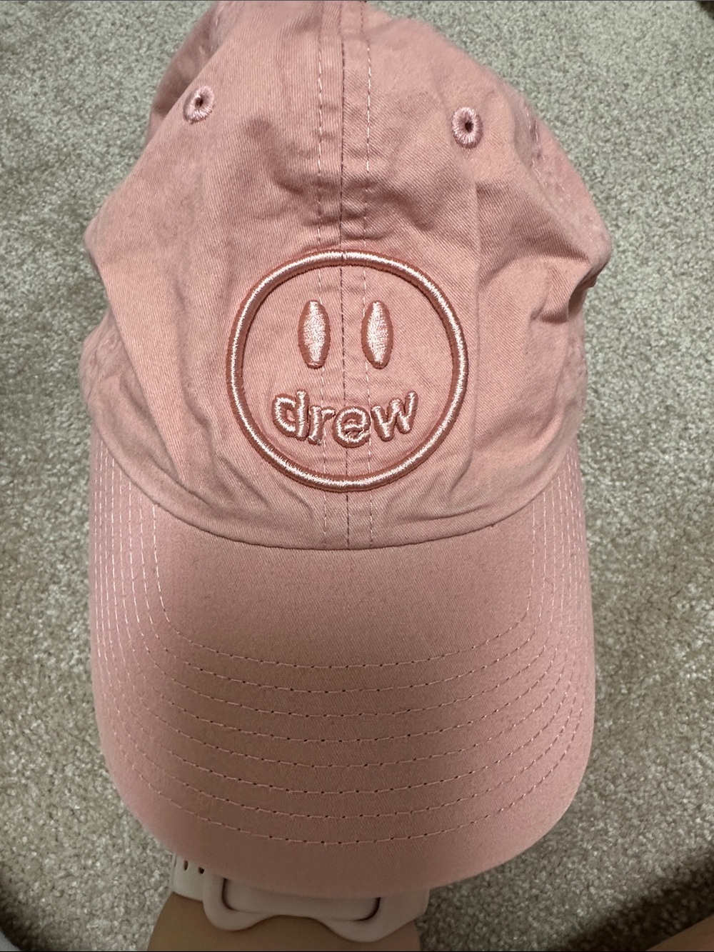 drew house Pink Embroidered Smile Logo